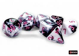 Chessex Gemini: Black White/ Pink 7 Dice Set (Copy)
