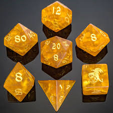 Dragon's Hoard Glass Dice: Frosted Amber