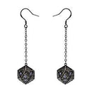 Hymgho: Dragons Eye D20 Earrings, Gunmetal w/ Purple