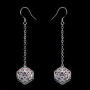 Hymgho: Dragons Eye D20 Earrings, Silver w/ Pink