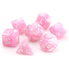 Die Hard Dice 7 Die RPG Dice Set: Pink Swirl w/ White