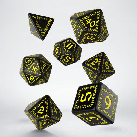 Runic Dice Set: Black and Yellow