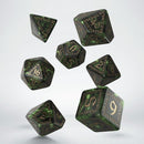 Runic Dice Set: Bottle green and gold