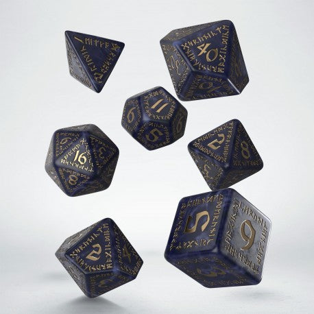 Q Workshop Runic Dice Set - Mixed Blue & Gold