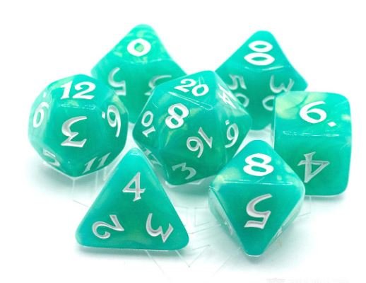 Die Hard Dice 7 Die RPG Dice Set: Elessia Shady Vale w/ White