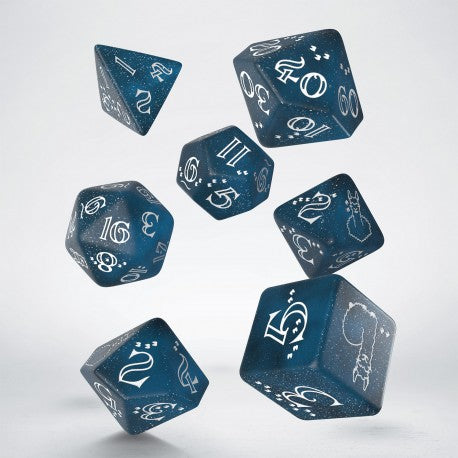 Llama 7pc Dice Set: Dark Blue & White