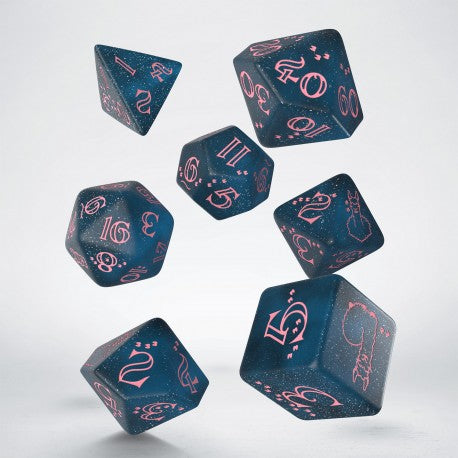 Llama 7pc Dice Set: Dark Blue & Pink