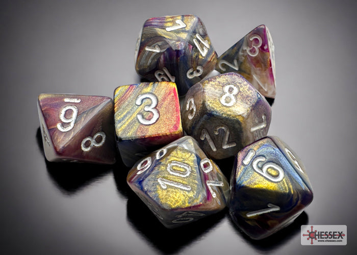 Chessex Mini Dice: Festive - Carousel/white 7 Dice Set