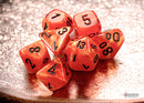 Chessex Mini Dice: Vortex - Orange/black 7 Dice Set