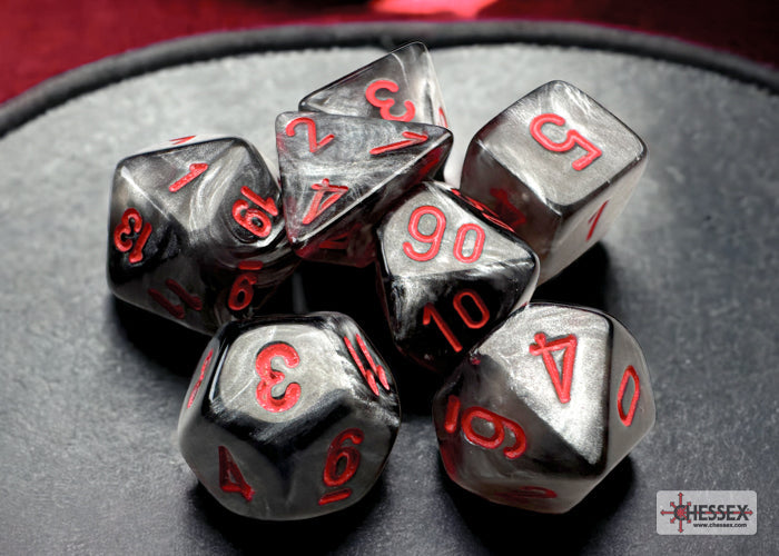 Chessex Mini Dice: Velvet - Black/red 7 Dice Set