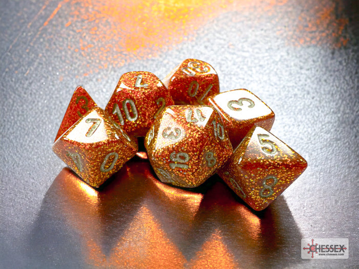Chessex Mini Dice: Glitter - Gold/silver 7 Dice Set
