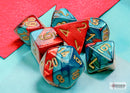 Chessex Mini Dice: Gemini - Red/Teal/gold 7 Dice Set