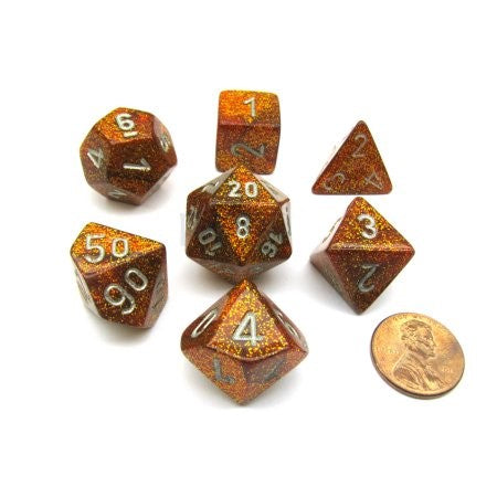 Chessex Glitter: Gold/Silver 7 Dice Set