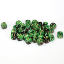 Chessex Gemini: 12MM D6 Black-Green/Gold (36)