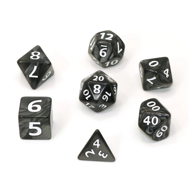 Die Hard Dice 7 Die Mega Dice Set: Black Swirl with White