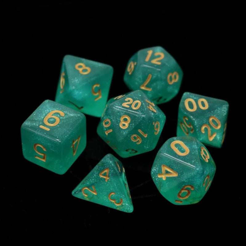 Die Hard Dice 7 Die RPG Dice Set: Hakuro with Gold