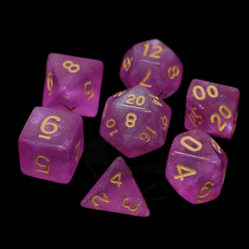 Die Hard Dice 7 Die RPG Dice Set: Sakura w/ Gold