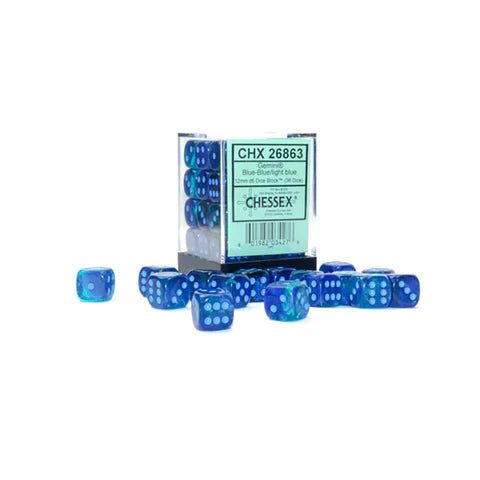 Chessex Luminary: 12MM D6 Blue-Blue/Light Blue (36)