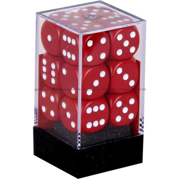 Chessex Opaque: 16MM D6 Red/White  (12)