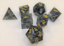 Norse Foundry 7 Die Glass RPG Dice Set: Shattered Smoke Zircon Glass