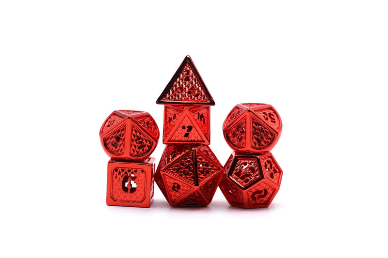 Hymgho Hollow Metal Dice - Hollow Metal Wyvern Dice set - Red