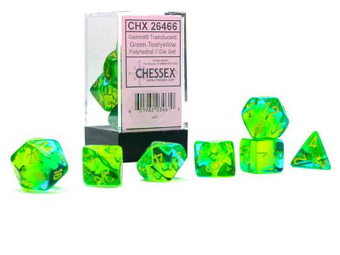 Chessex Gemini: Green-Teal/Yellow 7 Dice Set