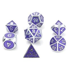 Die Hard Dice 7 Die Metal Dice Set: Gemstone Silver Amethyst