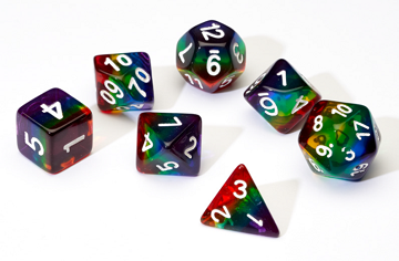 Sirius Dice: 7 Die Set: Translucent Rainbow Cloud Resin