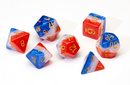 Sirius Dice: 7 Die Set: Red, White and Blue Semi-Transparent Resin