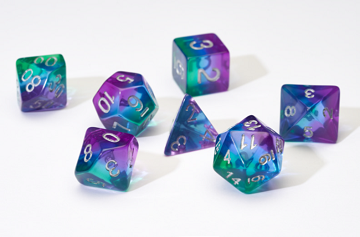 Sirius Dice: 7 Die Set: Blue Aurora Semi-Transparent Resin