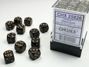 Chessex: 12MM D6 Opaque Black/Gold (36)