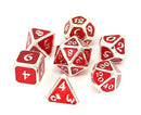 Die Hard Dice 7 Die Metal Dice Set: Mythica Platinum Ruby
