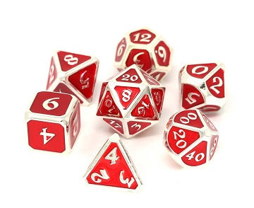 Die Hard Dice 7 Die Metal Dice Set: Mythica Platinum Ruby