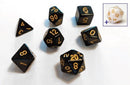 Sirius Dice: 7 Die Set: Solid Black with Gold Ink
