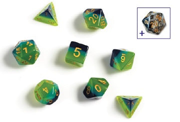 Sirius Dice: 7 Die Set: Translucent Green and Blue