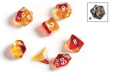 Sirius Dice: 7 Die Set: Translucent Yellow and Red