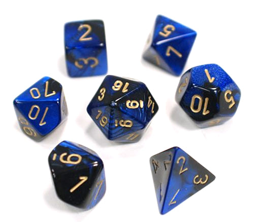 Chessex Gemini: Black-Blue/Gold 7 Dice Set