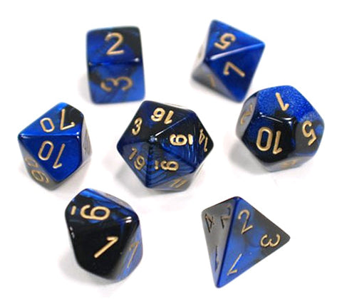 Chessex Gemini: Black-Blue/Gold 7 Dice Set