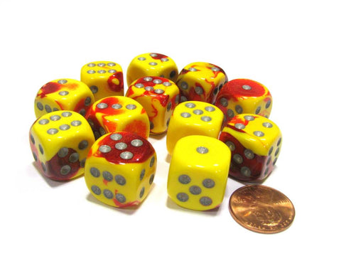 Chessex Gemini: 16MM D6 Red-Yellow/Silver(12)