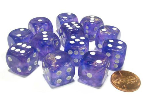 Chessex Borealis: 16MM D6 Purple/White (12)