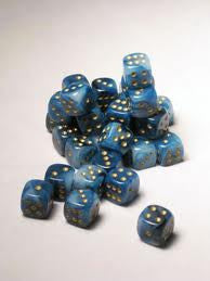 Chessex Phantom: 12MM D6 Teal/Gold (36)