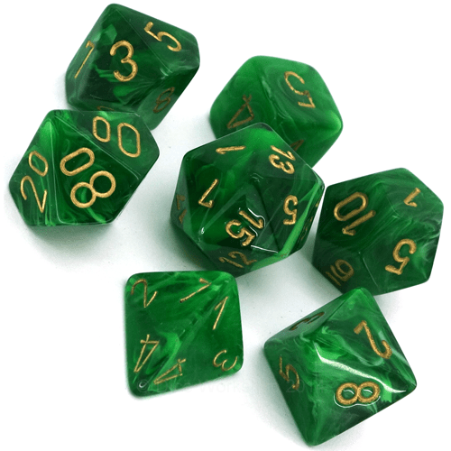 Chessex Vortex: Green/Gold 7 Dice Set