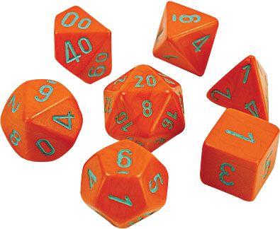 Chessex Lab Dice Heavy: Orange/Turquoise 7 Dice Set