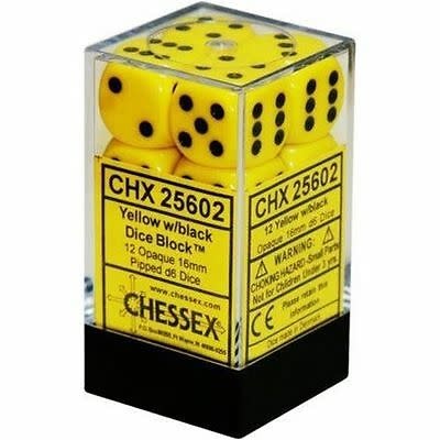 Chessex Opaque: 16MM D6 Yellow/Black   (12)