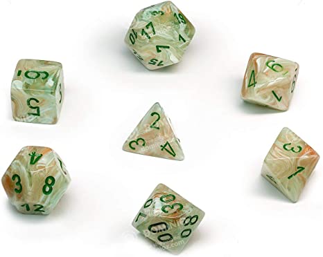 Chessex Marble: Green/Dark Green 7 Dice Set