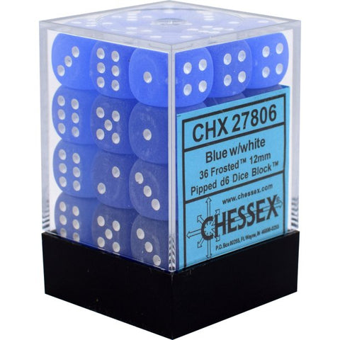 Chessex Frosted: 12MM D6  Blue/White (36)