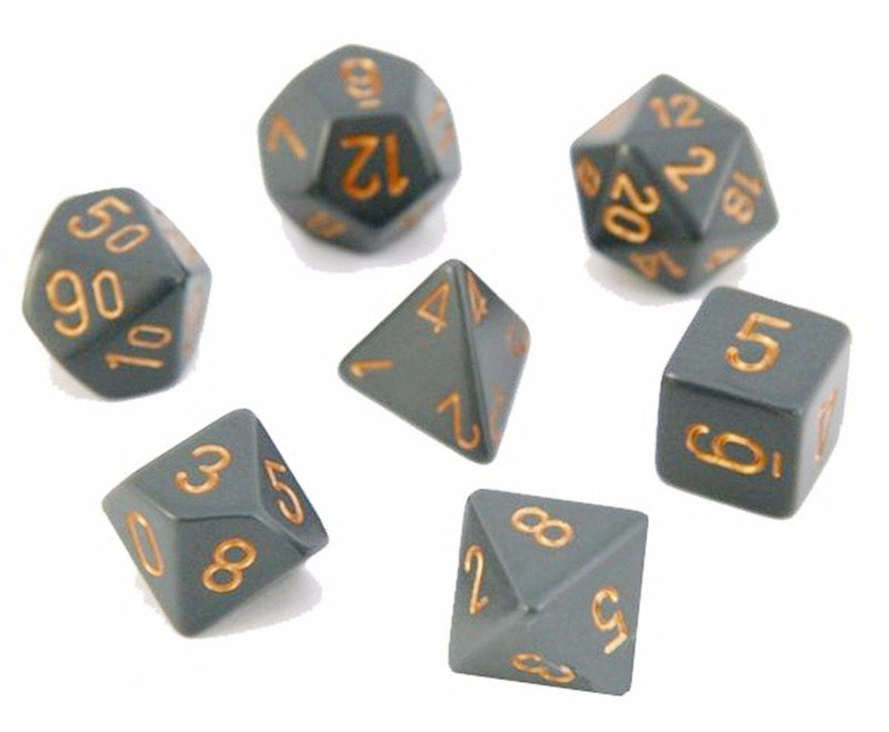 Chessex Opaque: Dark Grey/Copper 7 Dice Set