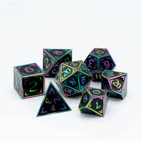 Die Hard Dice 7 Die Metal Dice Set: Reticle Zenith Dark Matter