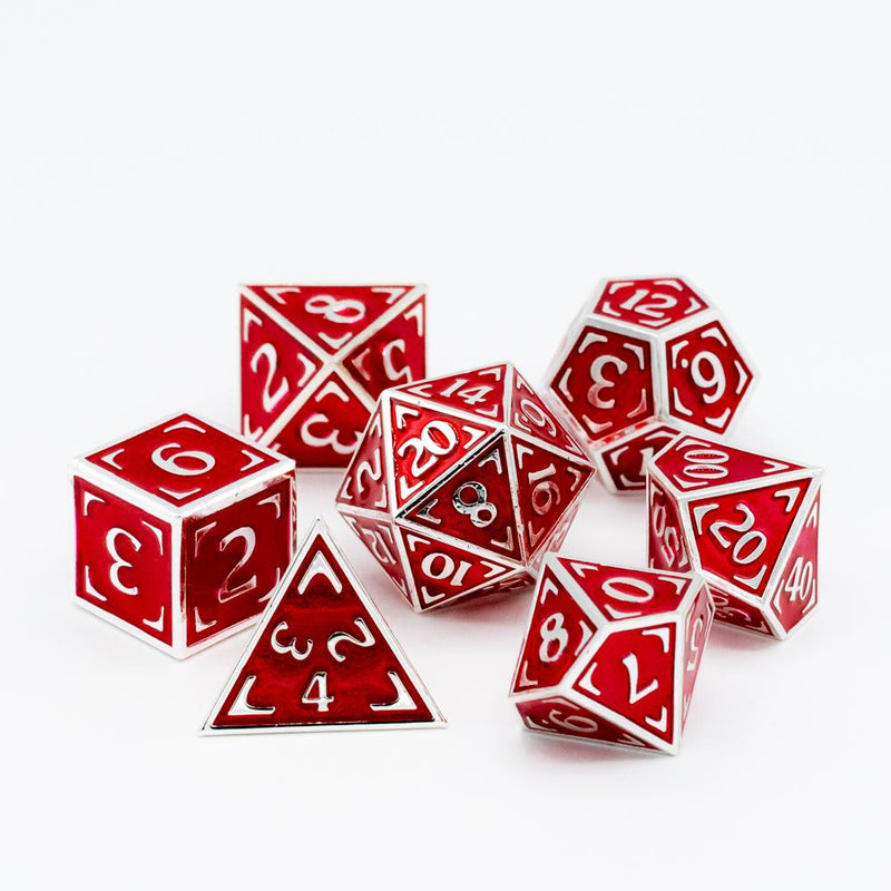 Die Hard Dice 7 Die Metal Dice Set: Reticle Zenith Redshirt