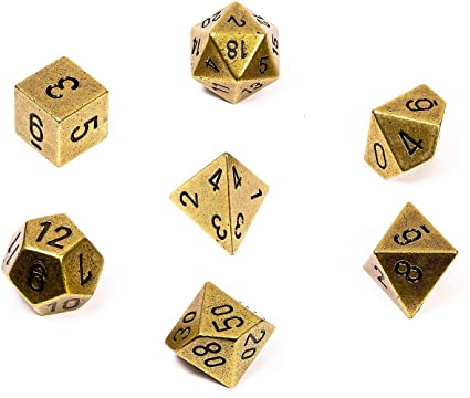 Chessex Metal: Old Brass Color 7 Die Set